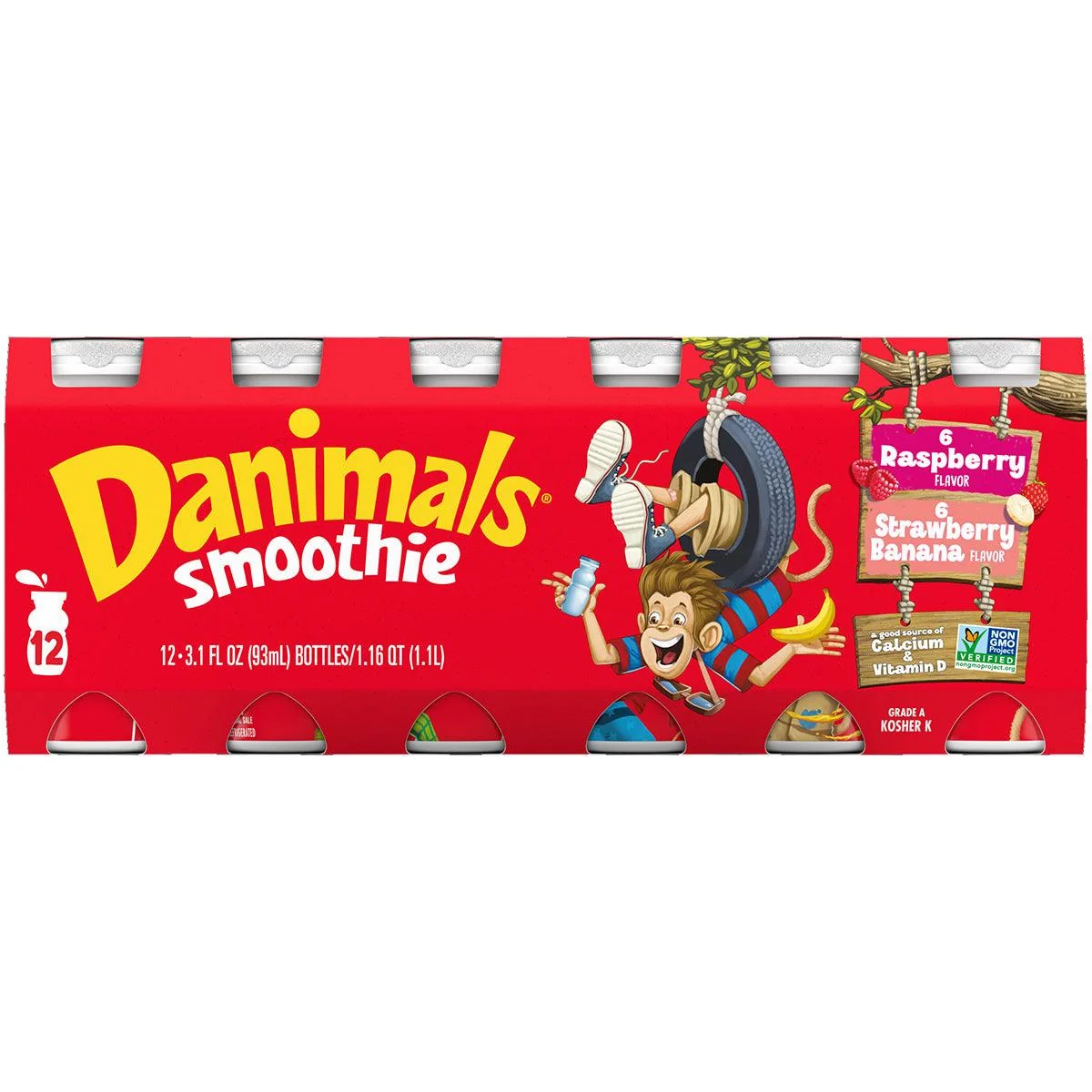 Danimals Rasp/Straw/Banana 12 Pk