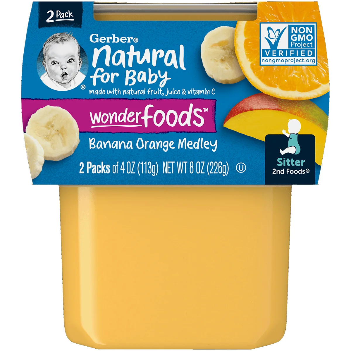 Gerber 2nd Stg Ban/Orange/Medley 2pk