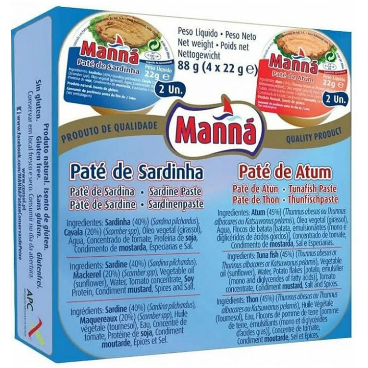 Manna Sardinha & Atum Pate 88g